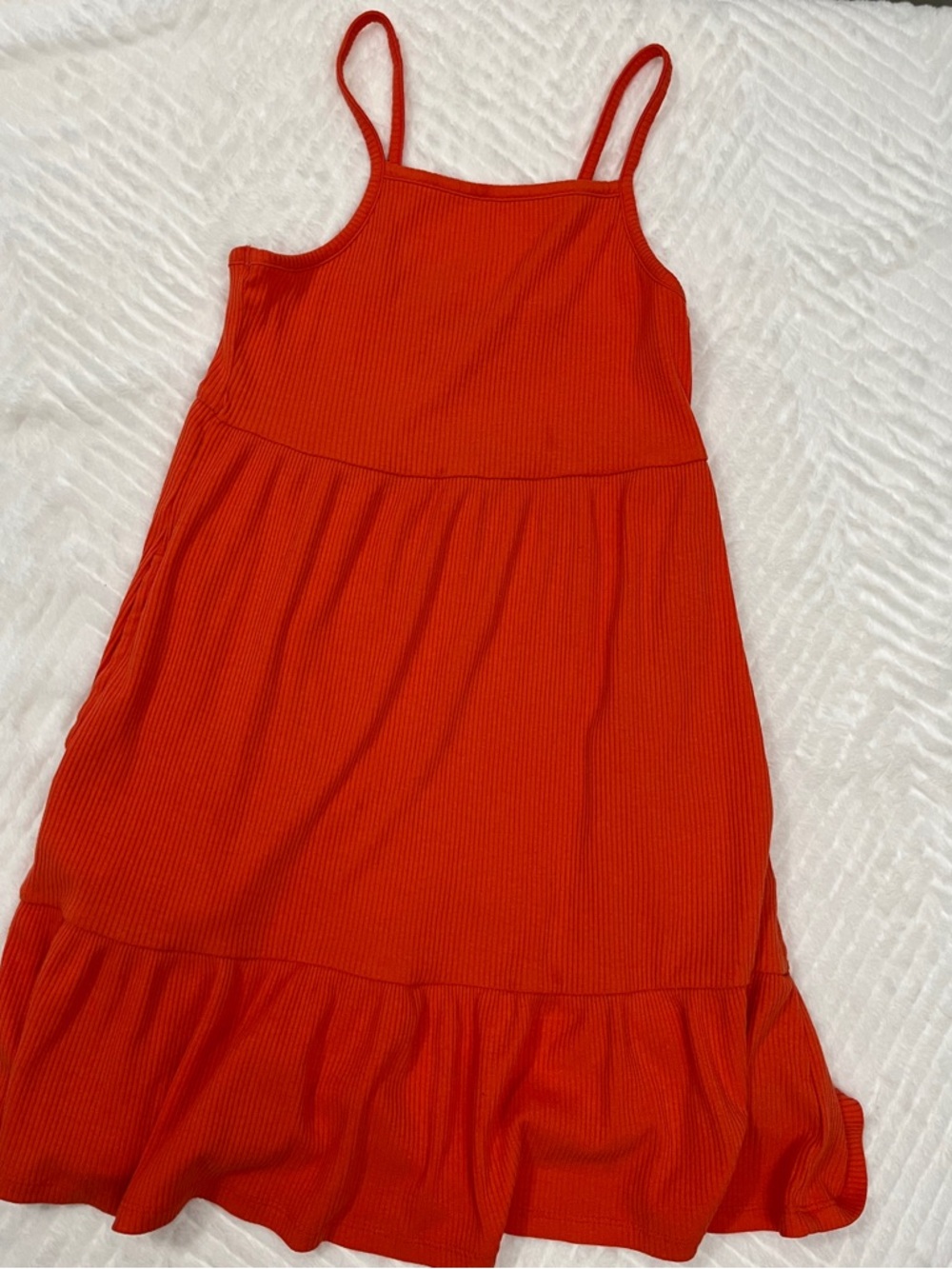 Old Navy Orange Ribbed Tank Dress Ruffle Hem Girls large sundress